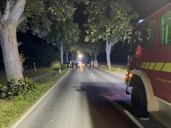 PKW kracht gegen Baum: Feuerwehr im nächtlichen Einsatz in Lehrte!