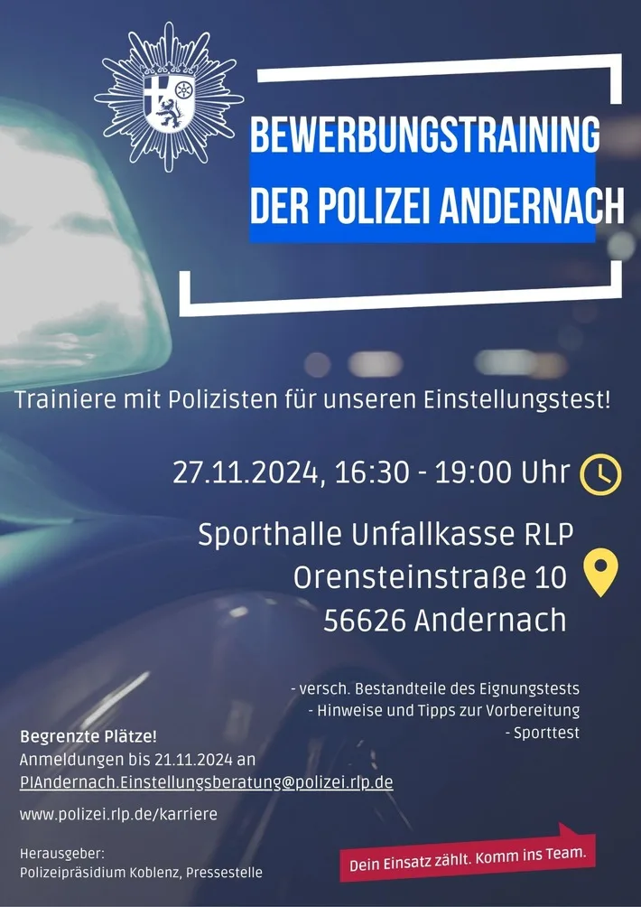 Bewerbungstraining der Polizei: Werde Beamter in Andernach!