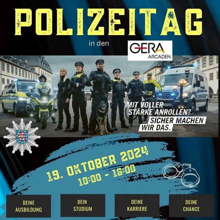 Polizeitag 2024: Werde Polizist in den Gera-Arcaden!