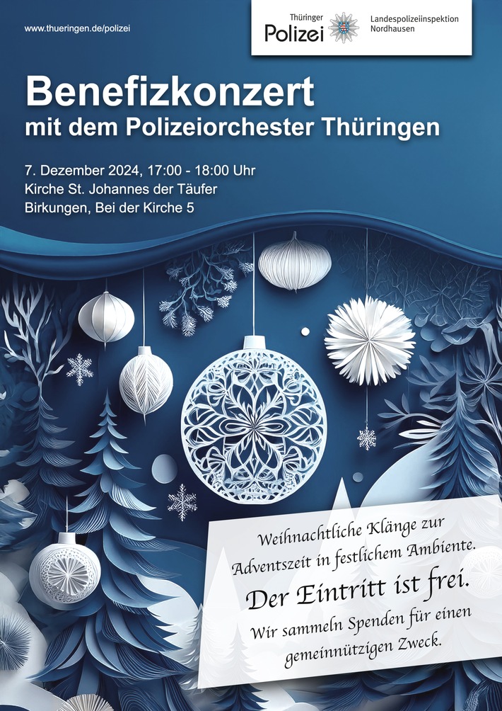 Großes Benefizkonzert in Birkungen: Weihnachtszauber mit Polizeiorchester!