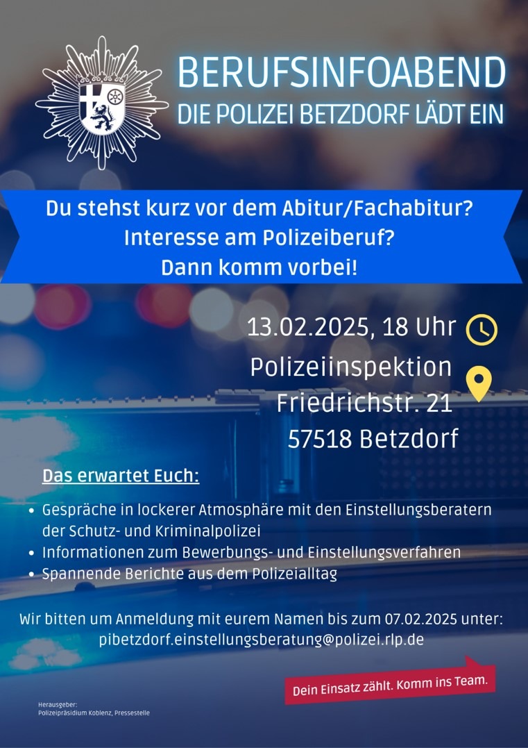 Berufsinfoabend in Betzdorf: Zukunft bei der Polizei entdecken!