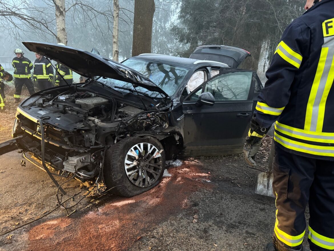 20-Jähriger rast mit VW Tiguan gegen Baum: Feuerwehr im Einsatz!