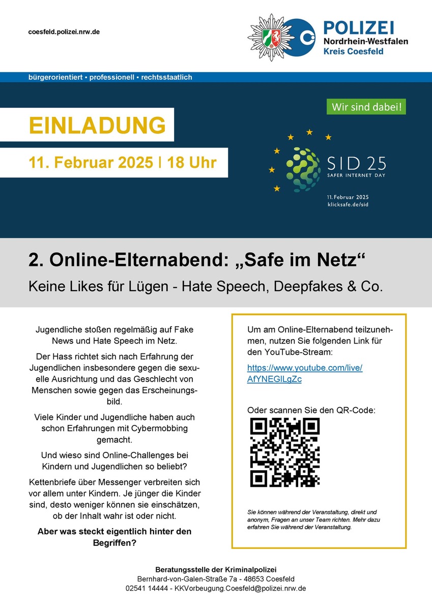 Eltern aufgepasst: Online-Elternabend zu Cybergefahren am Safer Internet Day!