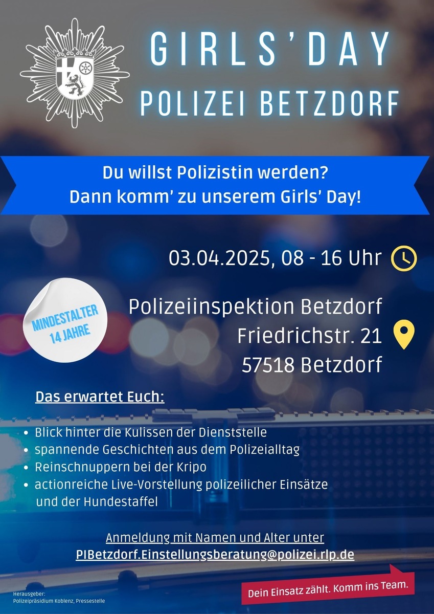 Girls‘ Day 2025: Einblicke in den Polizeiberuf für Mädchen!